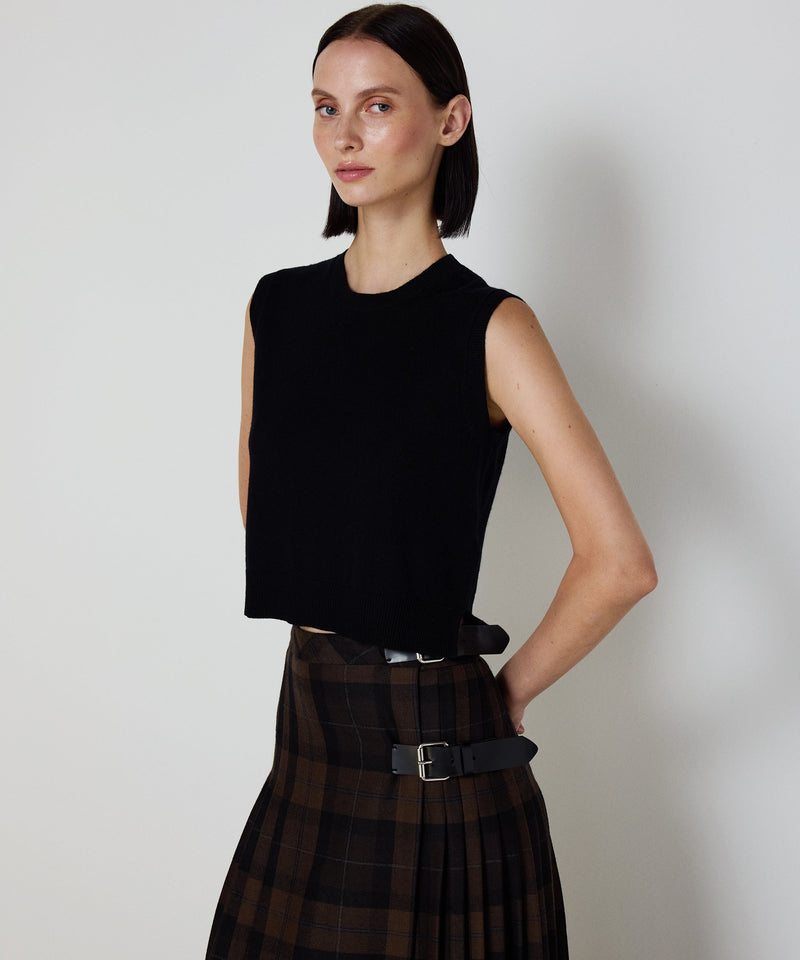 Machka Plaid Skirt With Belt Accessory Dark Brown