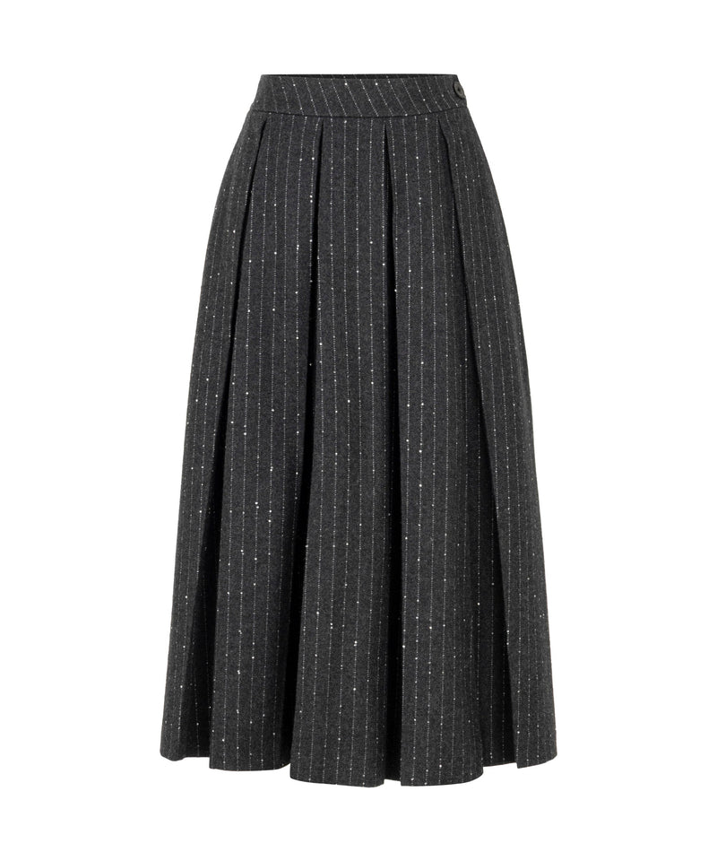 Machka Metallic-Thread Midi Skirt Anthracite