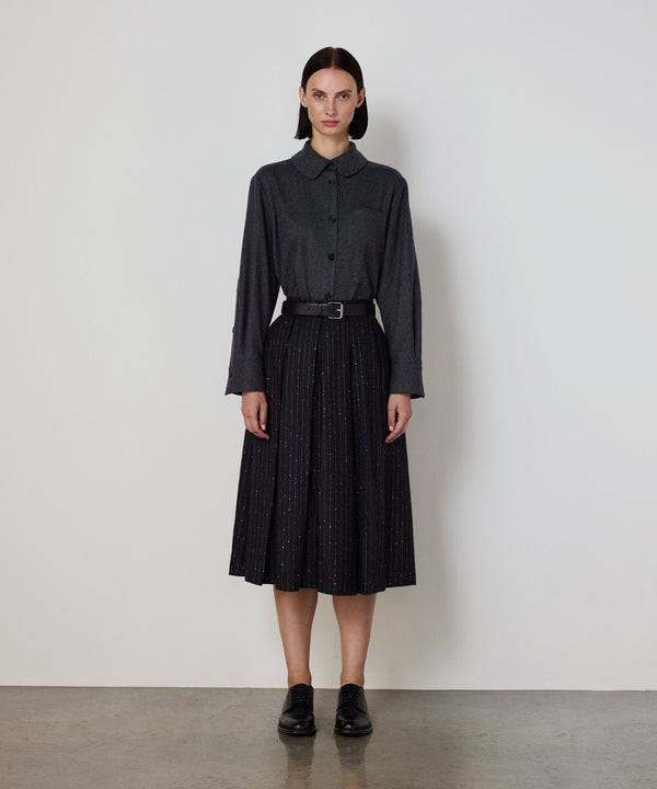 Machka Metallic-Thread Midi Skirt Anthracite