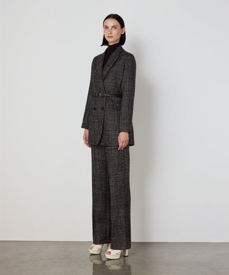 Machka Belted Wool Blazer Dark Brown