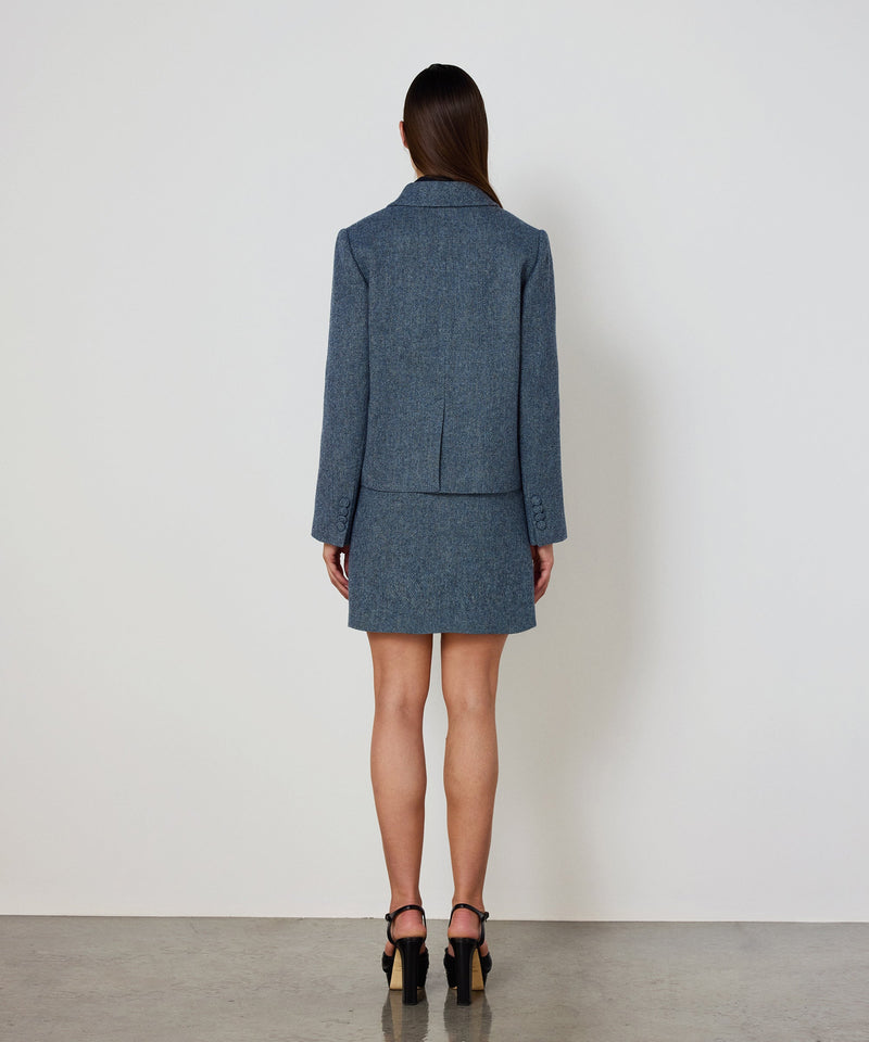 Machka Wool Blazer With Mixed Pockets Blue