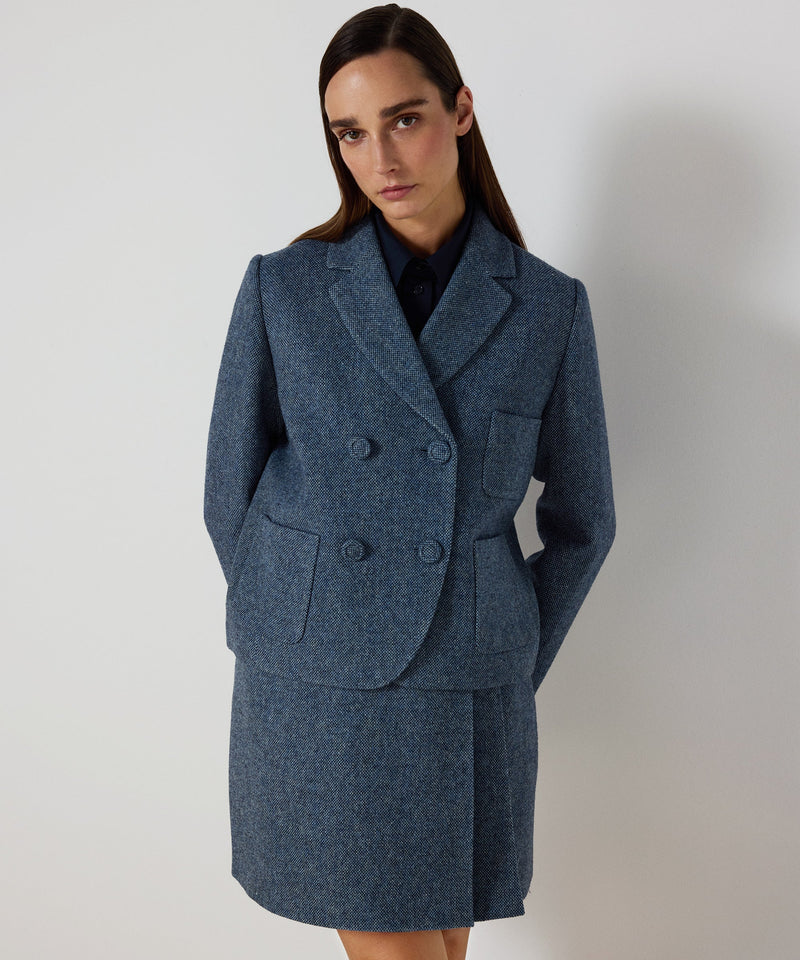 Machka Wool Blazer With Mixed Pockets Blue
