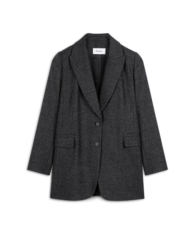 Machka Wool Blazer With Shoulder Pads Anthracite