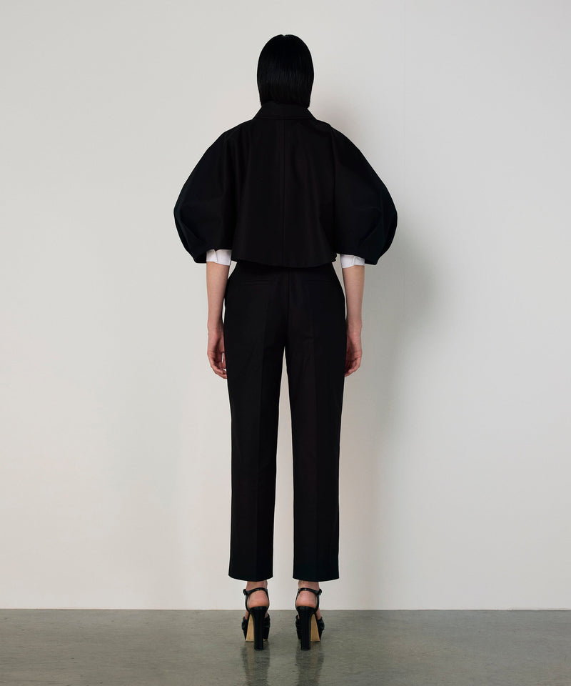 Machka Crystal-Button Balloon-Sleeve Jacket Black