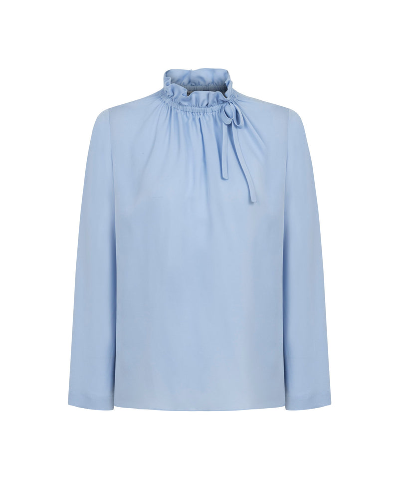 Machka Silk Blouse With Tie Collar Blue