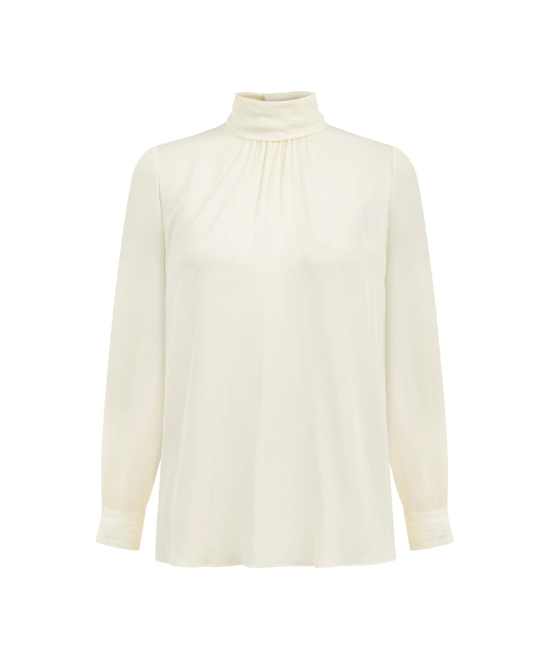 Machka Tie-Neck Silk Blouse Ecru