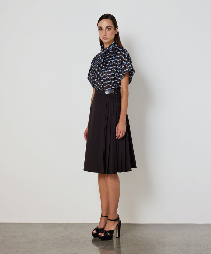 Machka Abstract Print Silk Blouse Brown