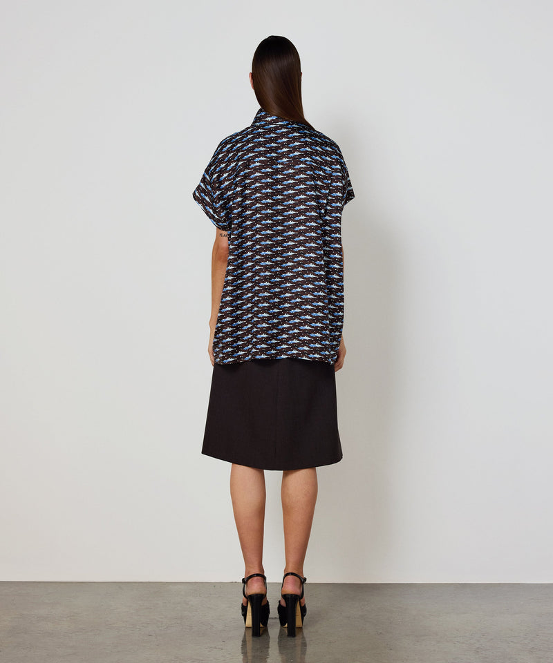 Machka Abstract Print Silk Blouse Brown