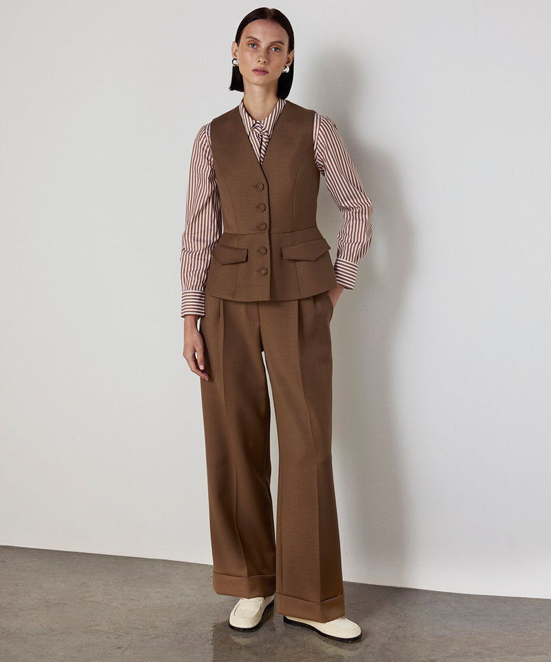 Machka V-Neck Vest Dark Beige