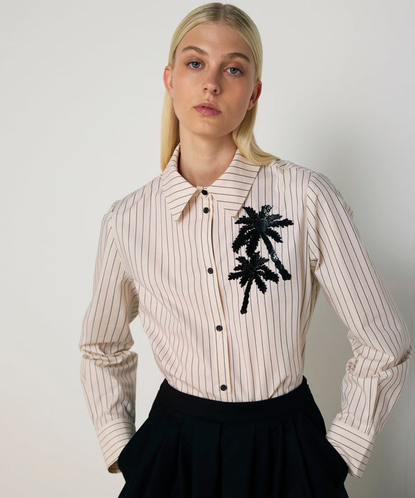 Machka Patterned And Embroidered Shirt Beige