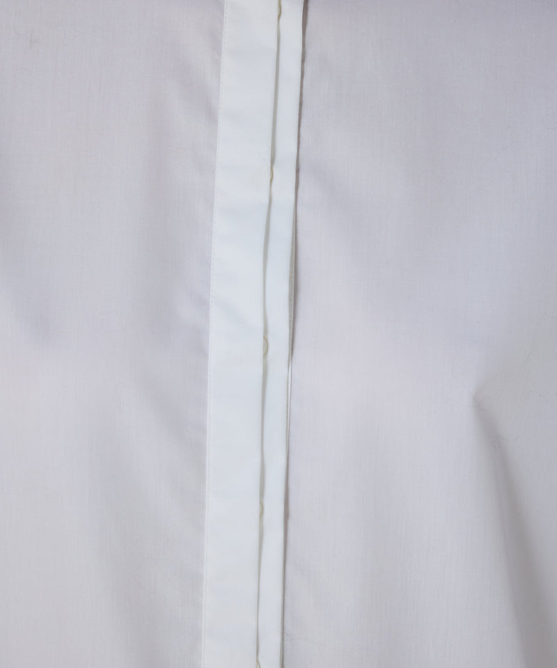 Machka Stand-Collar Poplin Shirt With Ribbed Details White