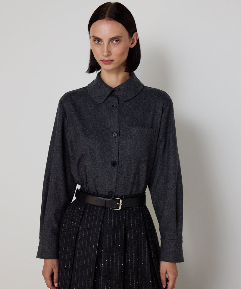 Machka Flannel Shirt With Pockets Grey Melange