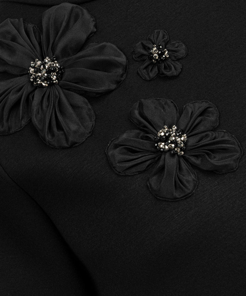 Machka Floral Appliqué Scuba T-Shirt Black