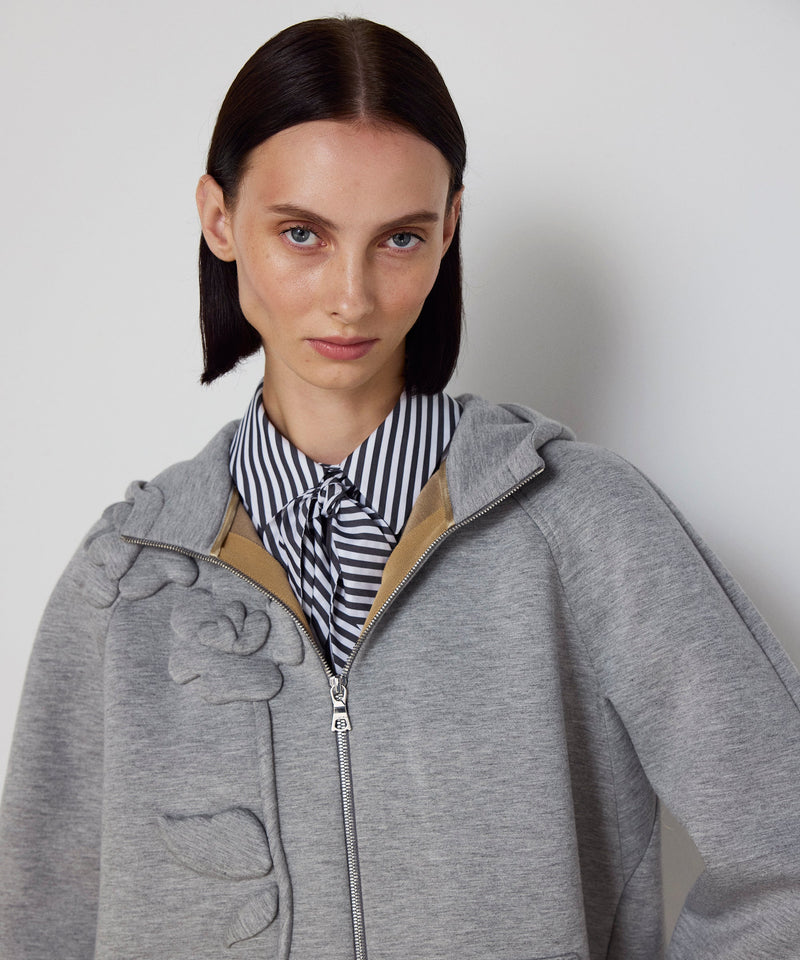 Machka Floral Appliqué Sweatshirt Light Grey Melange