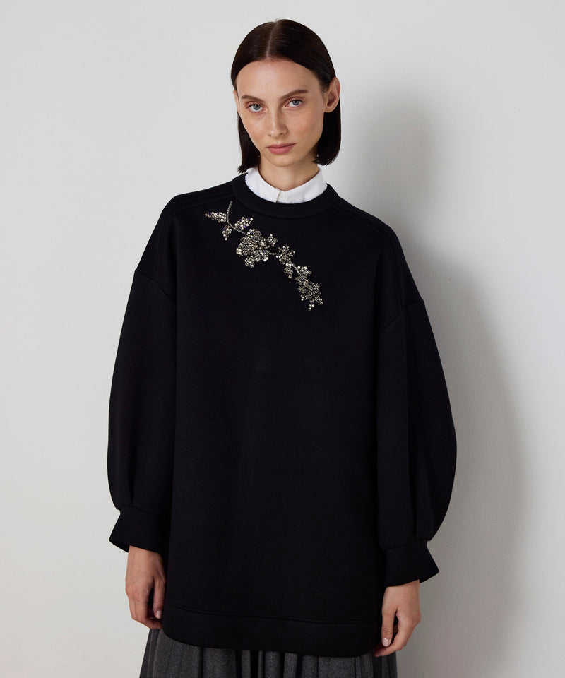 Machka Sweatshirt With Modular Floral Embroidery Black