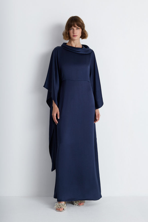Nean Draped Kaftan Gown Navy