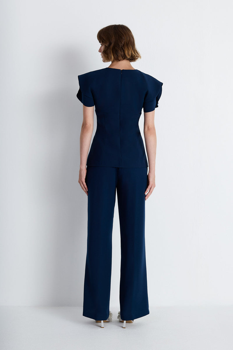 Nean Structured Sleeve Top Navy