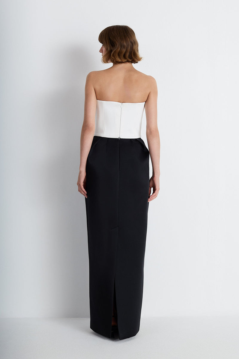Nean Strapless Color-Block Gown Black-White