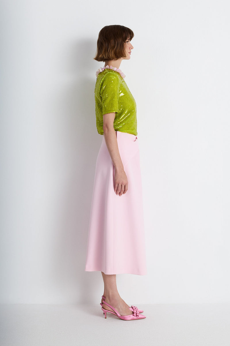 Nean Sequin Floral Collar Top Light Green