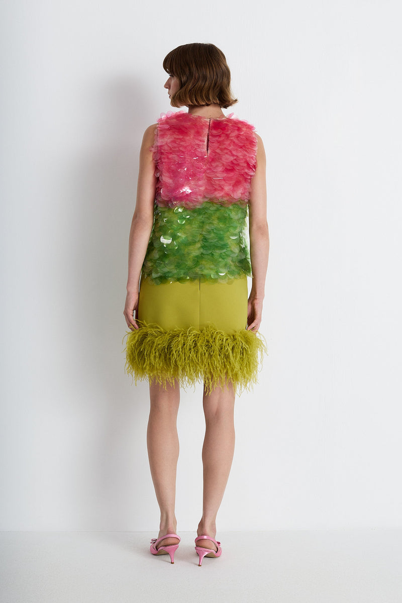 Nean Pink & Green Sequin Gradient Top Multi Color