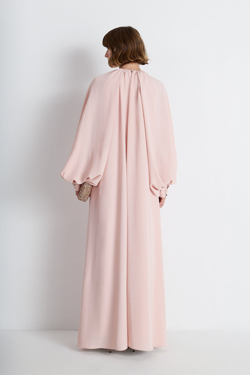Nean Cape-Sleeve Gown Light Pink