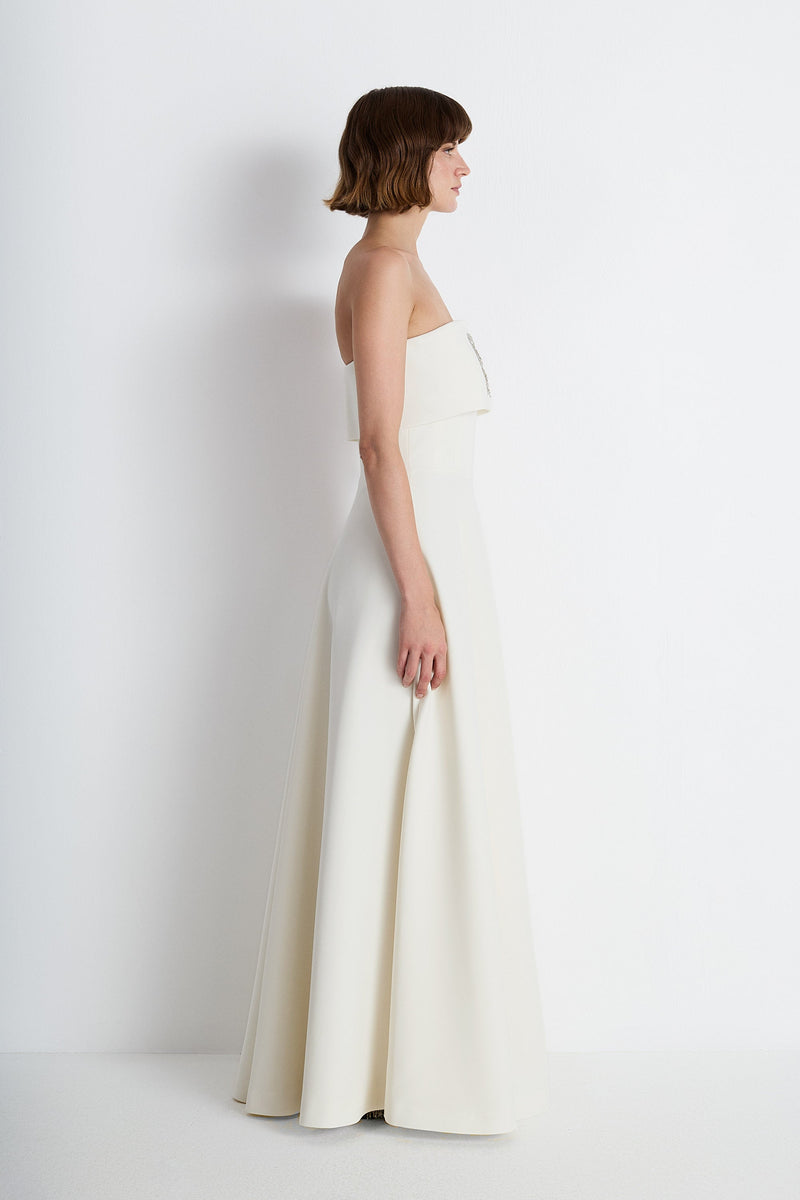 Nean Strapless Bow-Embellished Gown White
