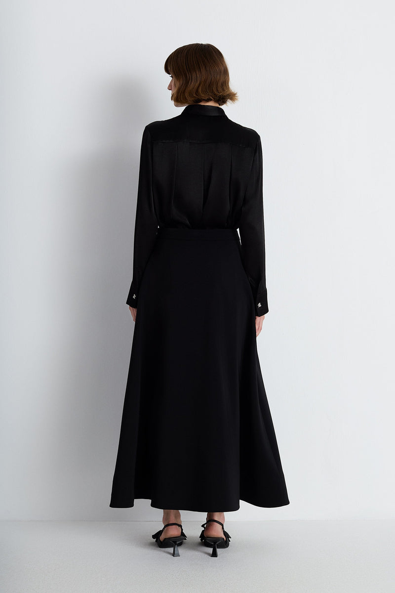 Nean Embellished Pocket A-Line Skirt Black