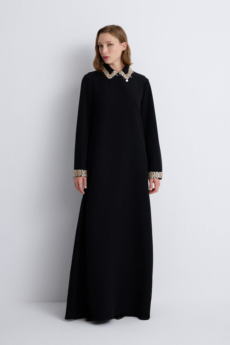 Nean Embellished Collar Maxi Dress Black