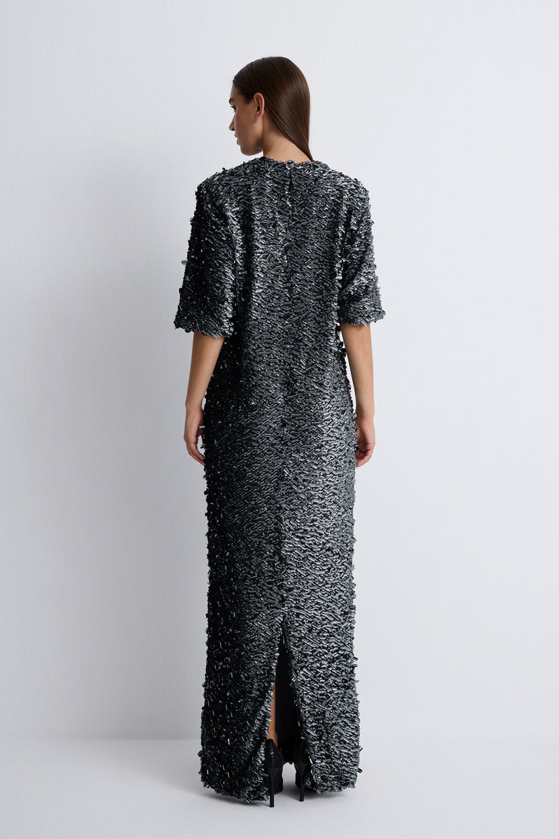 Nean Full-Length Sequin Dress Dark Grey