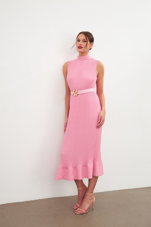 Setre Sleeveless Rib Midi Dress Pink