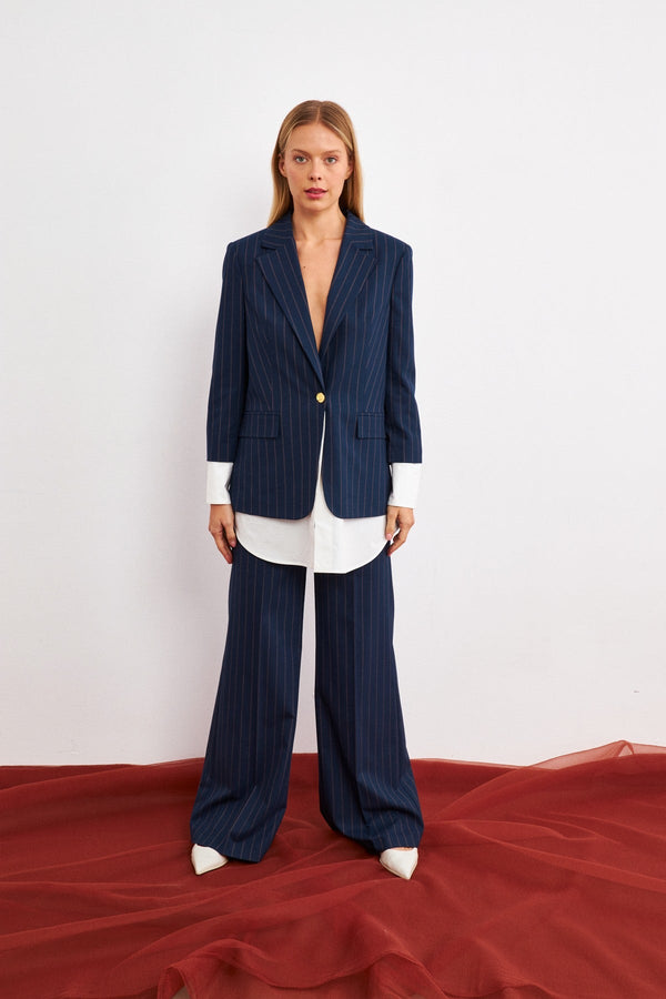 Setre Striped Pattern Suit Navy