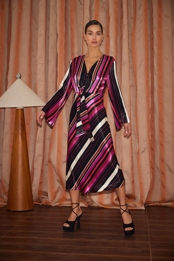 Setre Patterned V-Neck Midi Dress Multi Color