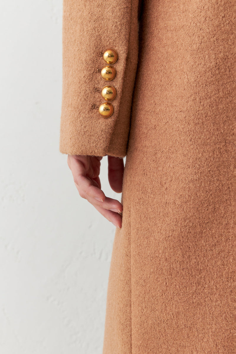 Setre Midi Coat With Pocket And Button Detail Camel