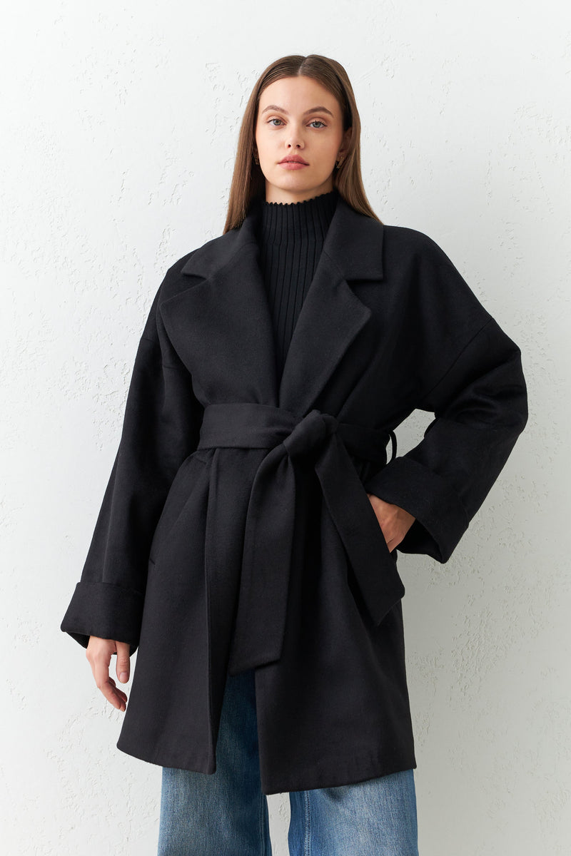 Setre Coat With Belt Detail Black