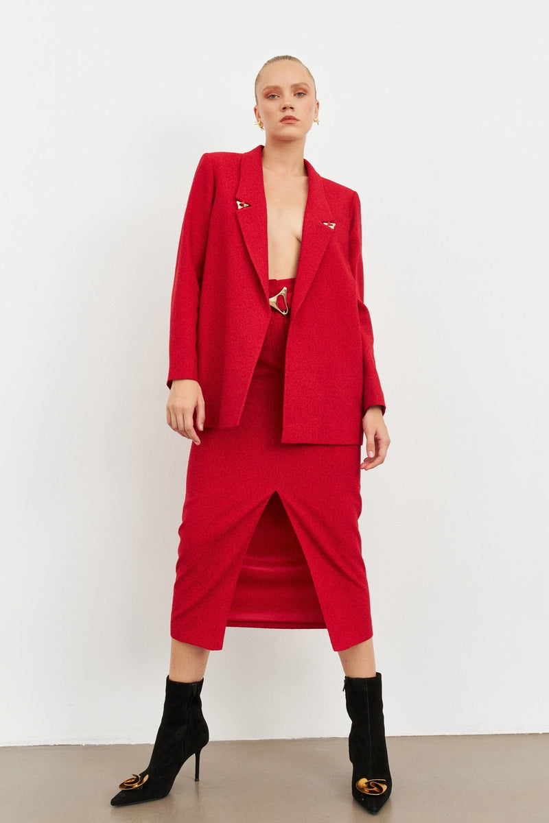 Setre Jacket With Accessory Detail Red