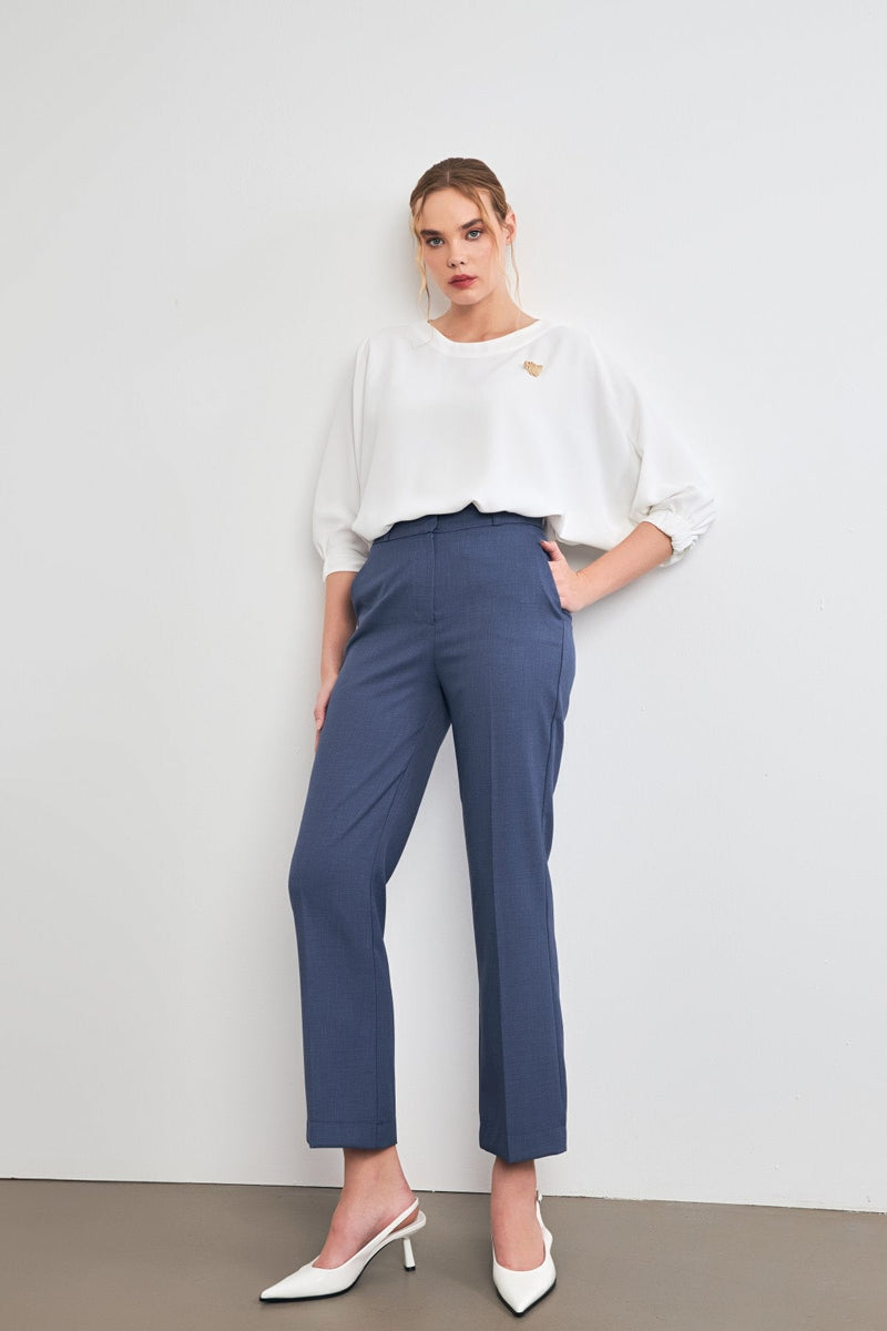 Setre  Pattern Detailed Fabric Trousers Indigo