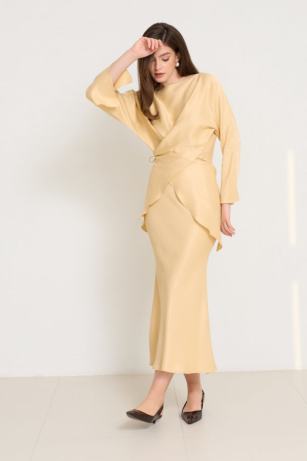 Setre Tie-Waist Detailed Long Sleeve Blouse Amber
