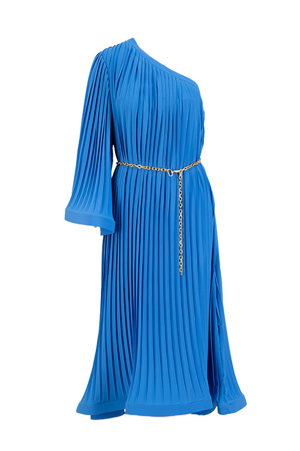 Setre One-Shoulder Ruched Detail Loose-Fit Dress Blue
