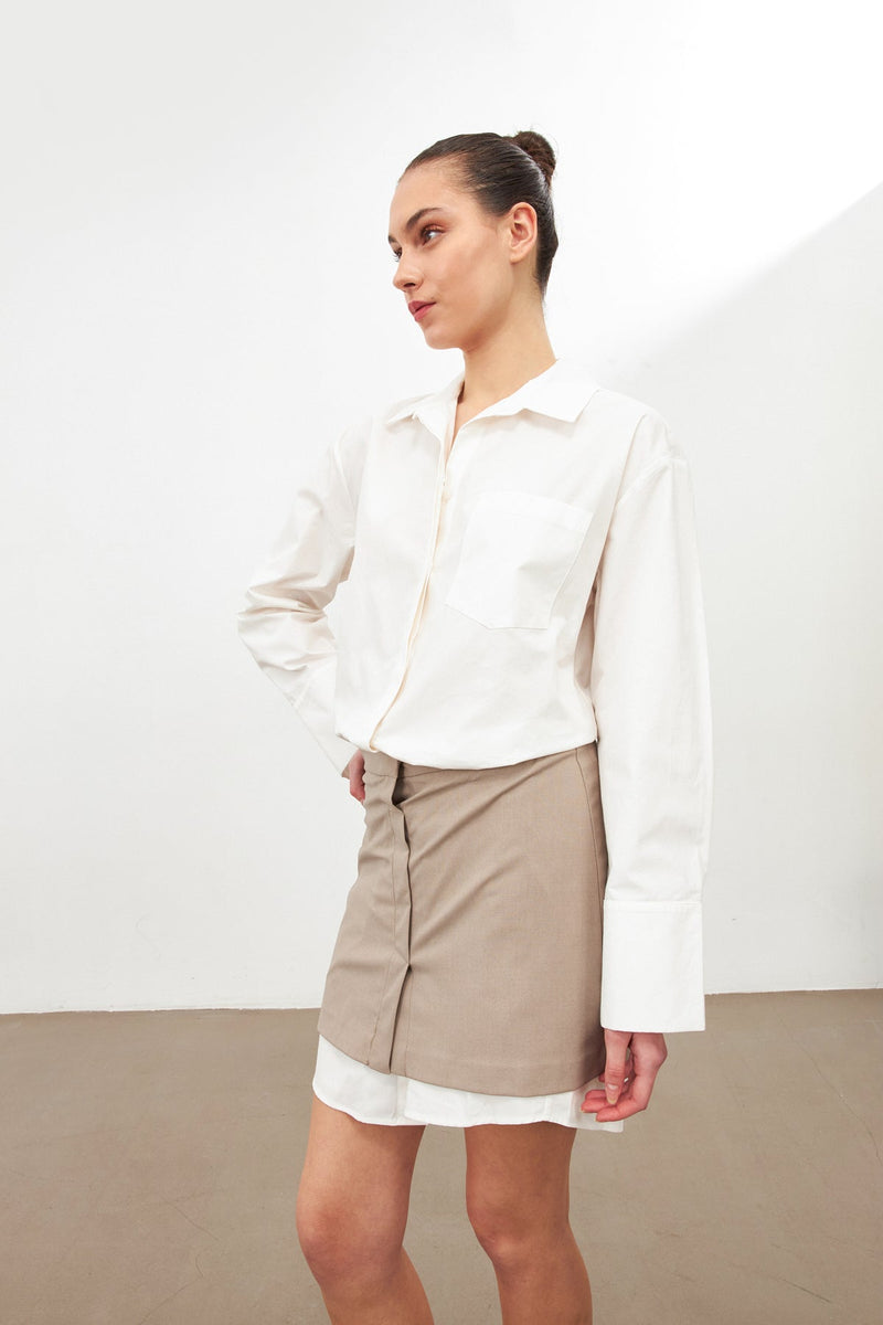 Setre Shirt And Skirt Detailed Dress Ecru/Beige