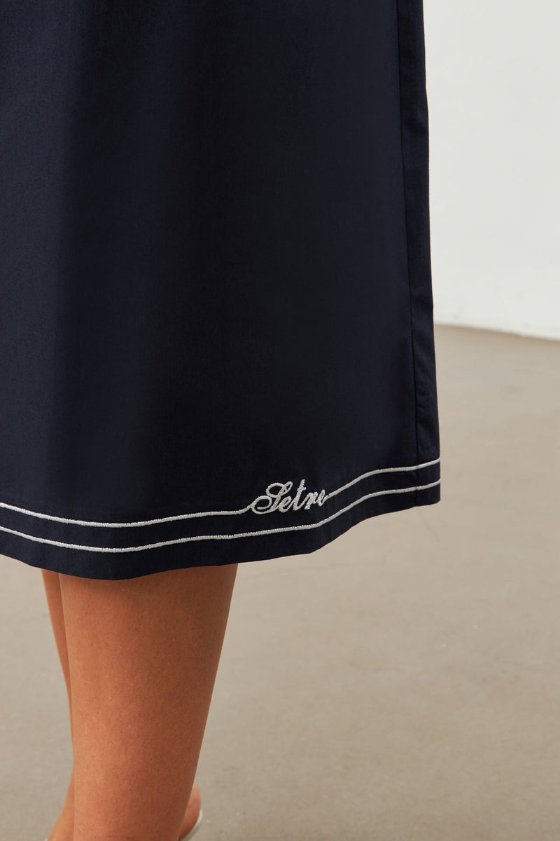 Setre Button Accessory Midi Skirt Navy