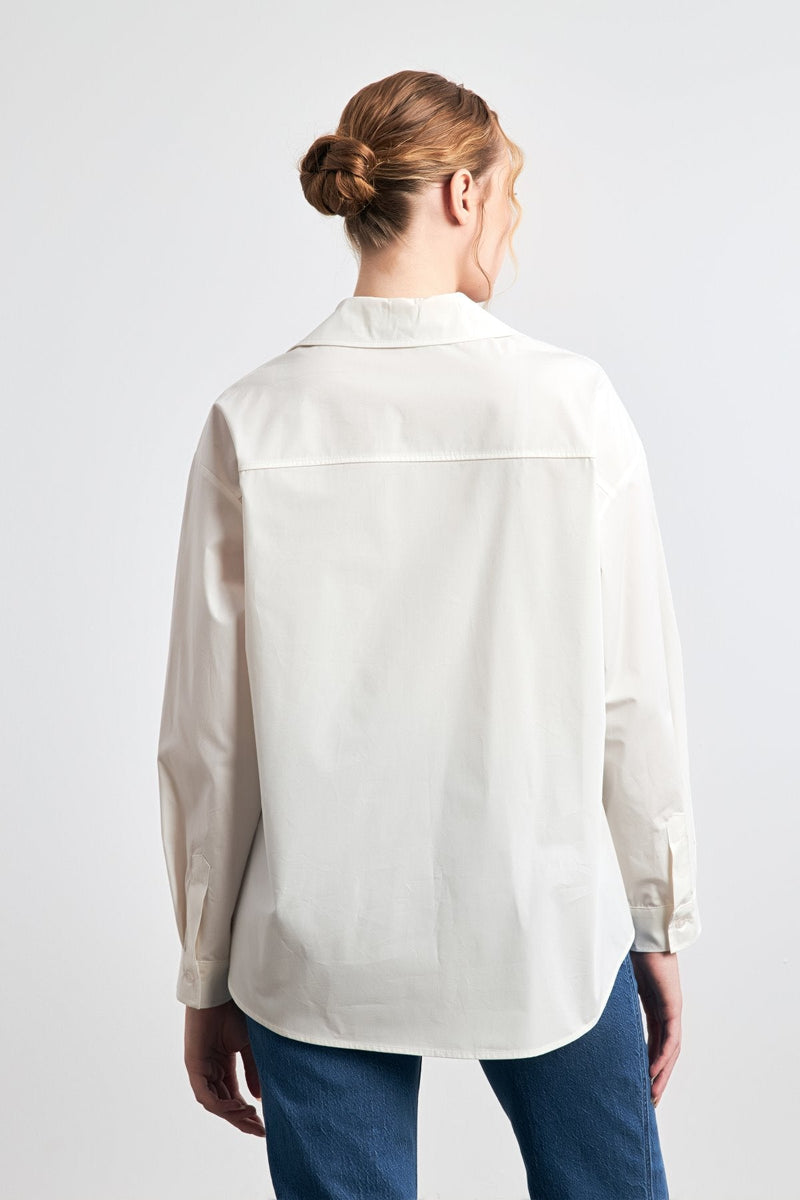 Setre Text Embroidered Solid Shirt White