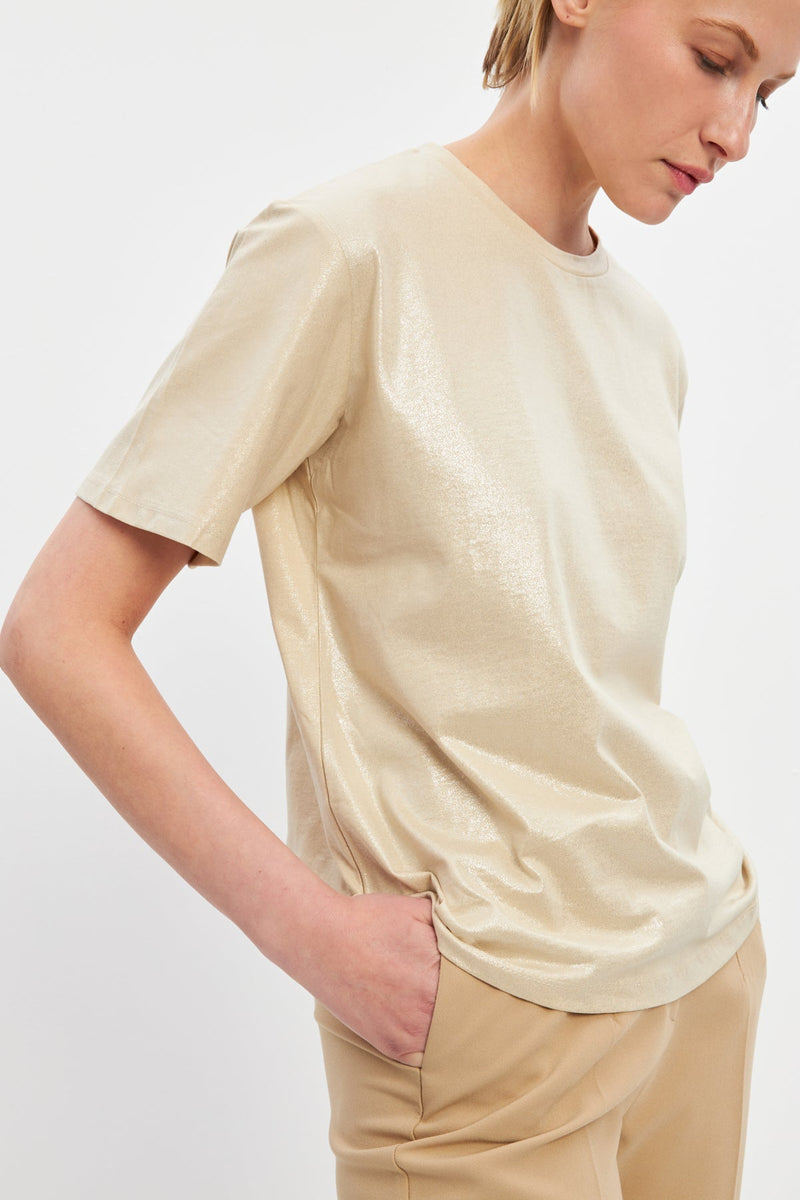 Setre Crew Neck Basic T-Shirt Beige