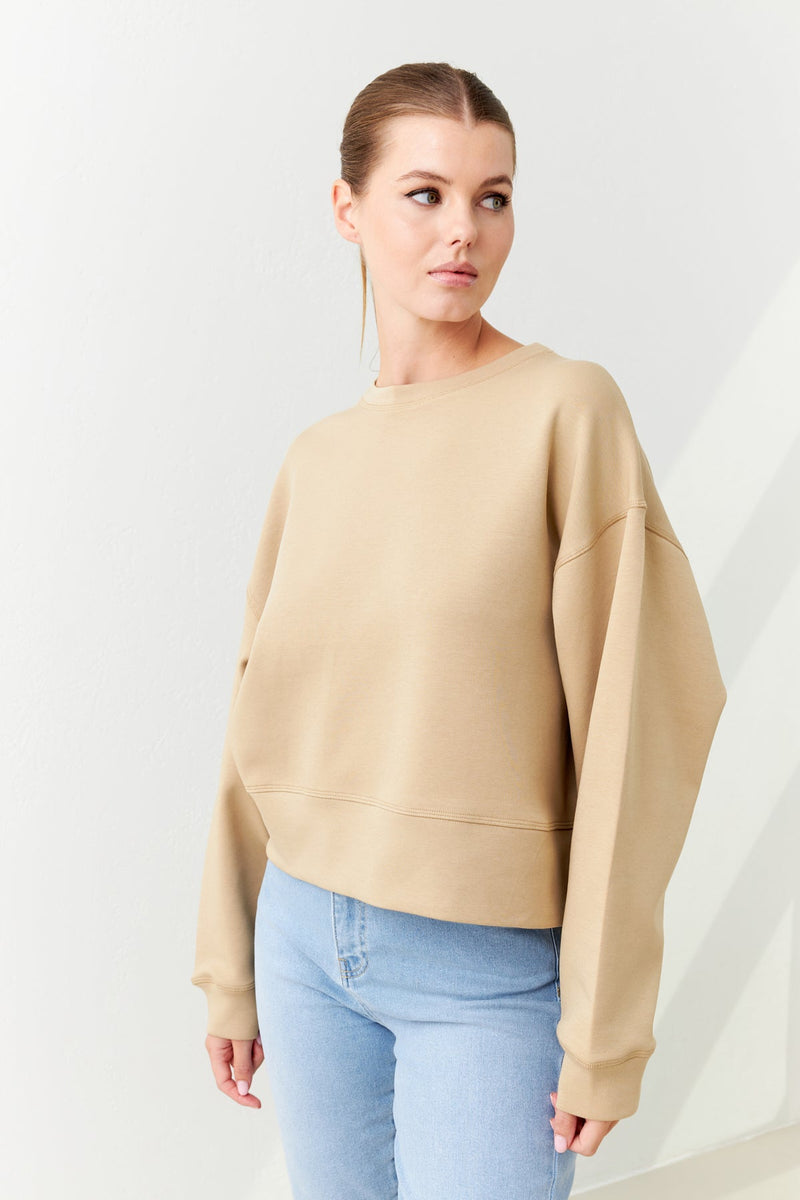 Setre Crew Neck Long Sleeve Sweatshirt Beige