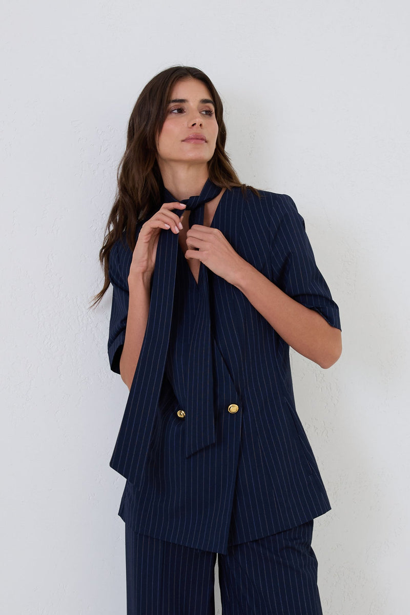 Setre Striped Pattern Suit Navy