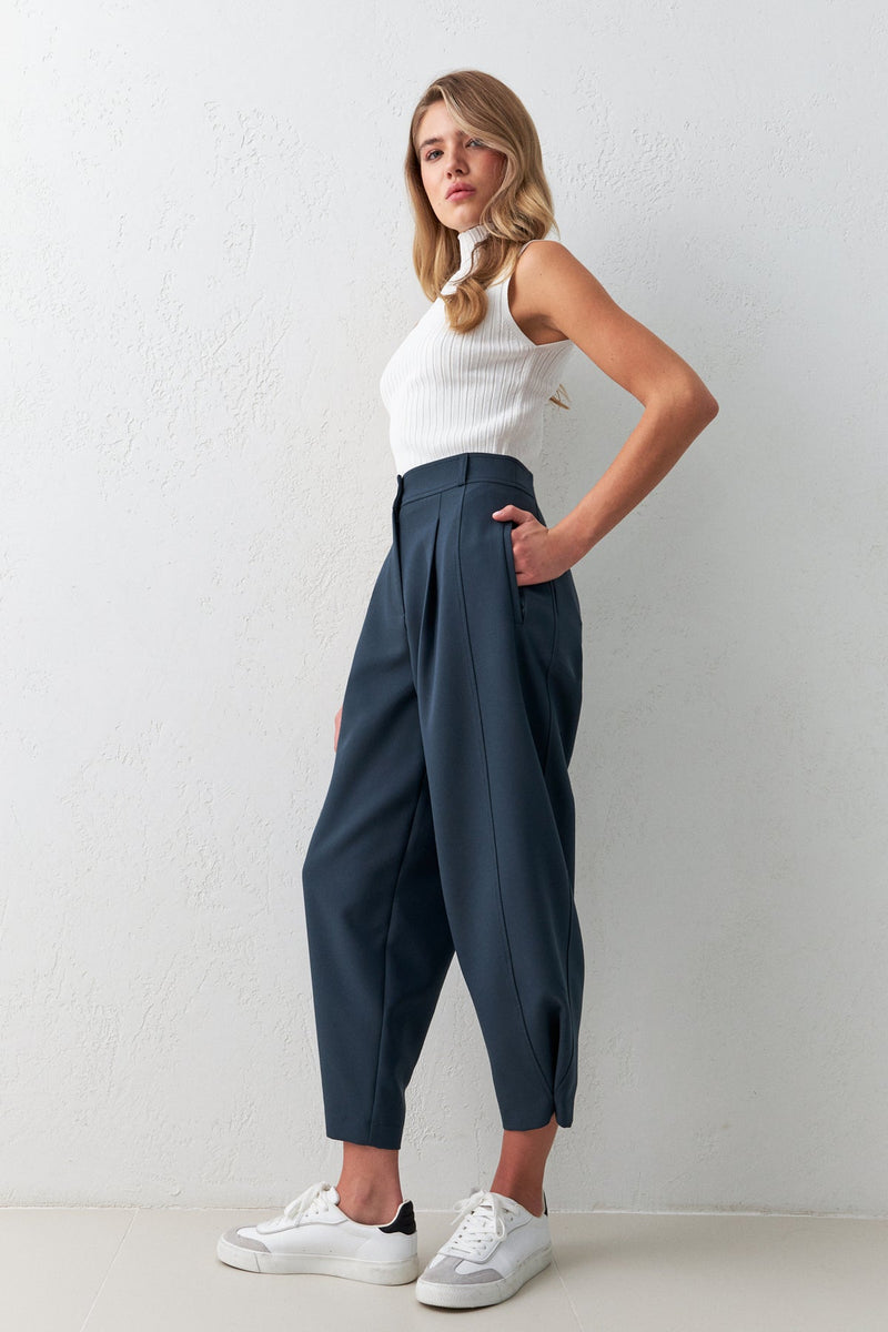 Setre Relaxed Cut Trousers With Leg Detail Petrol