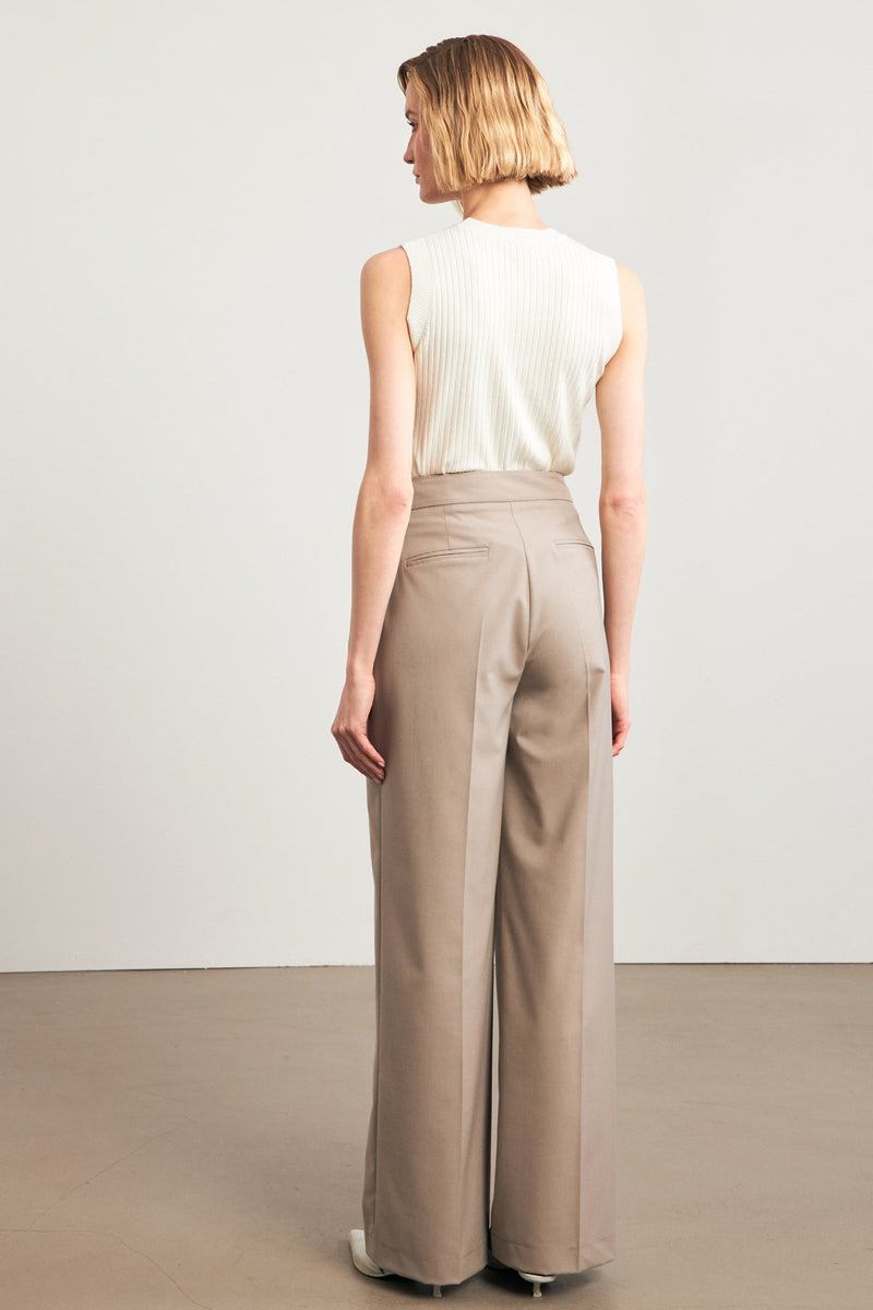 Setre Wide Leg Loose Trousers Beige