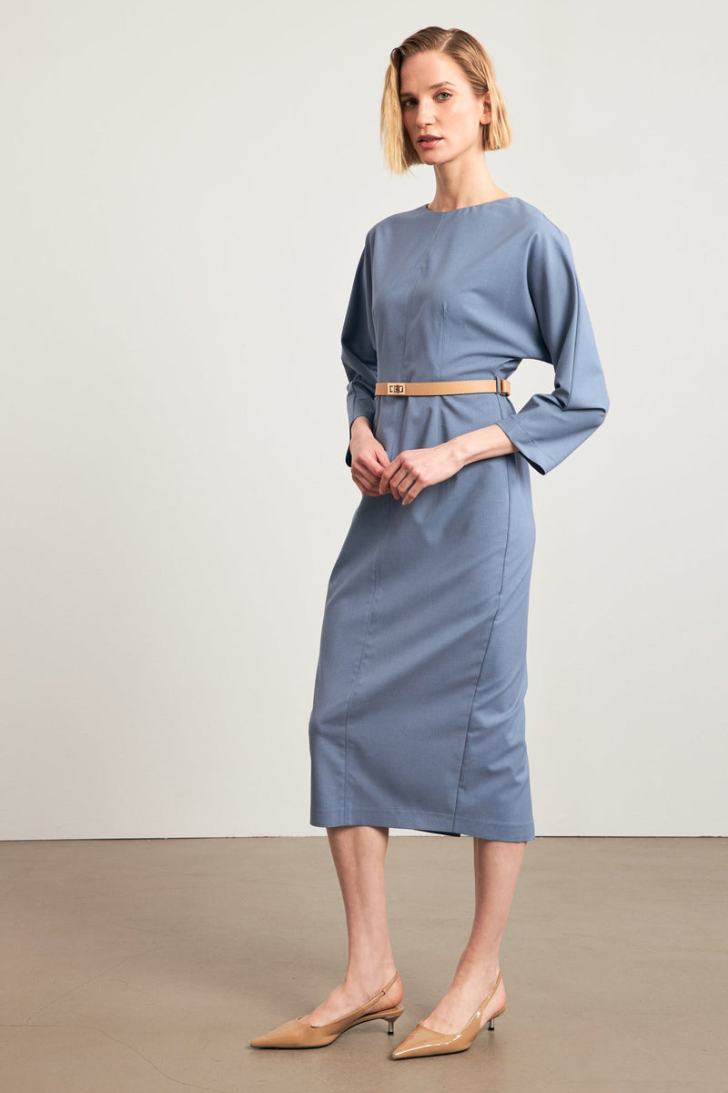 Setre Belt Detailed Midi Dress Blue