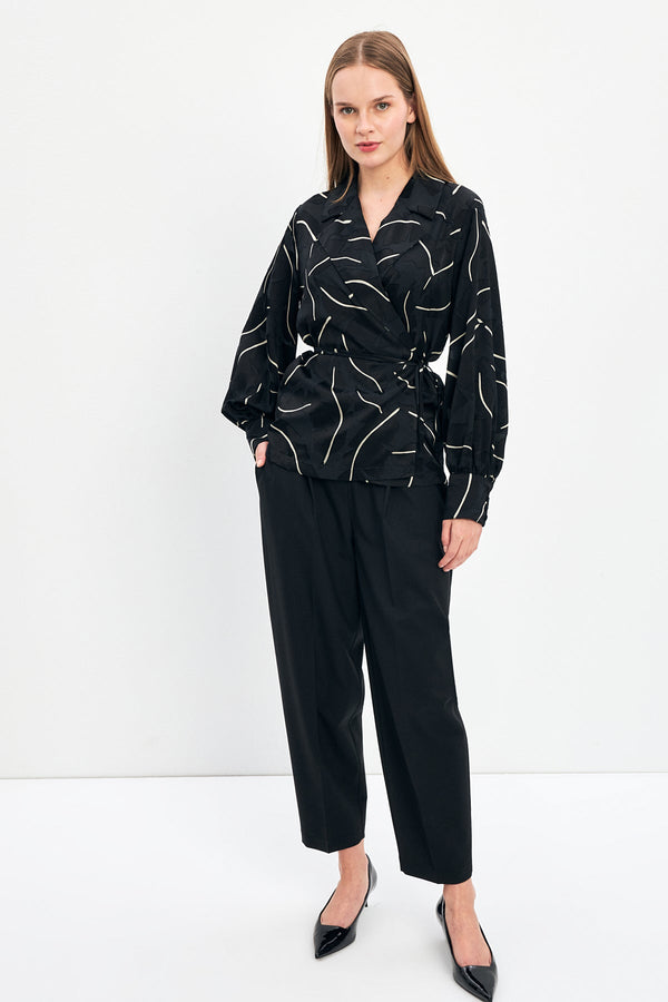 Setre Long Sleeve Patterned Shirt Black