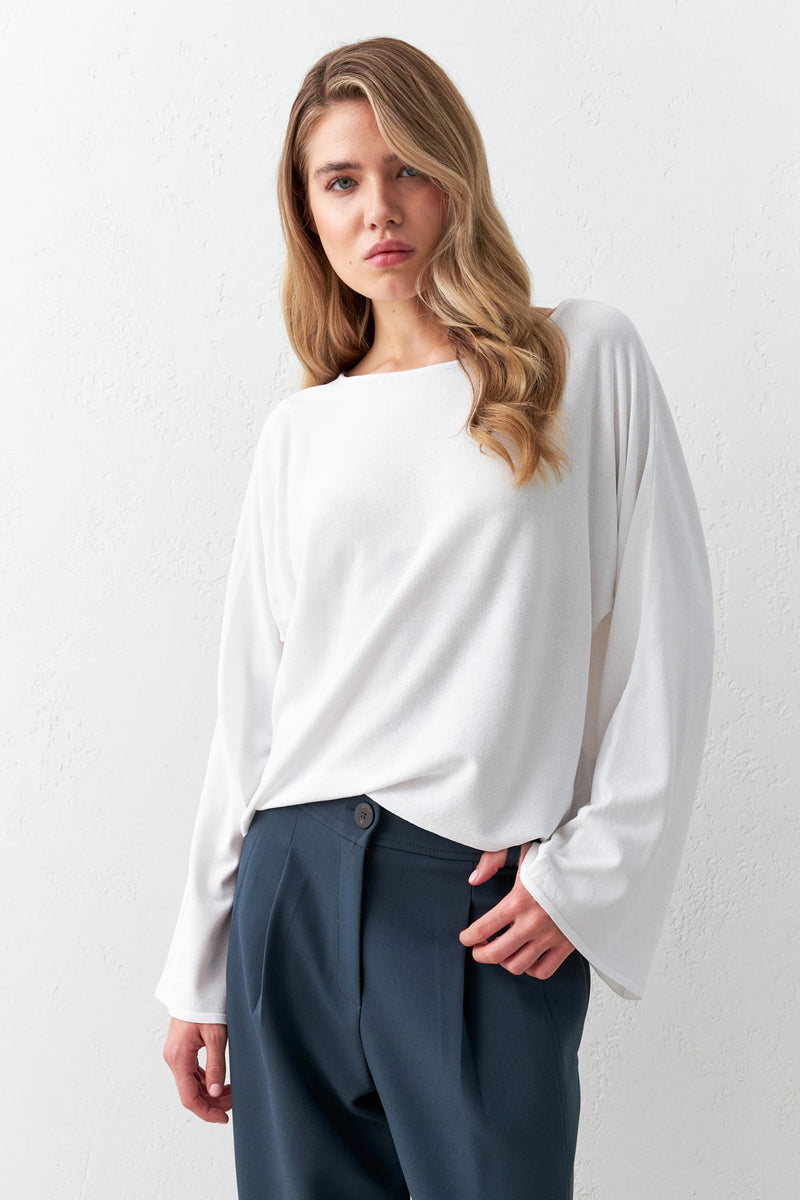 Setre Relaxed Cut Knitwear Blouse With Sleeve Detail Ecru