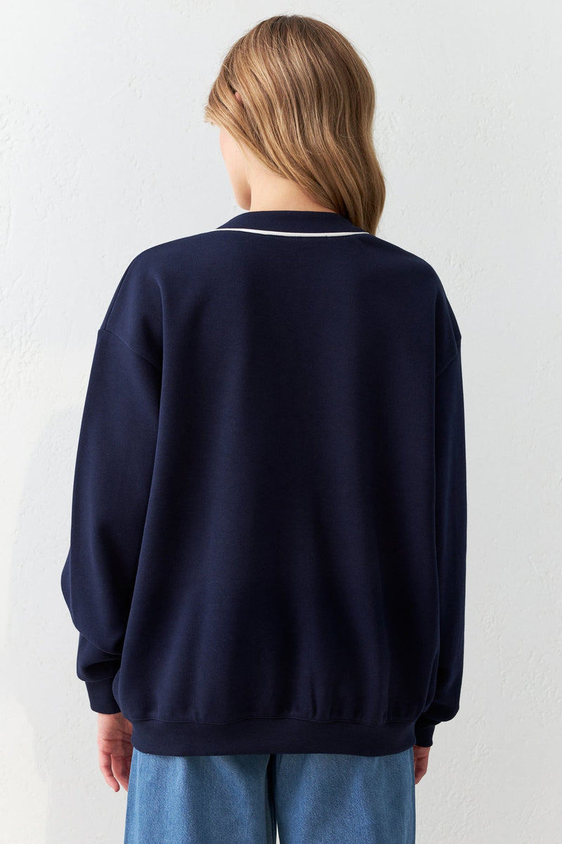 Setre Pocket And Stripe Detailed Knitwear Cardigan Navy